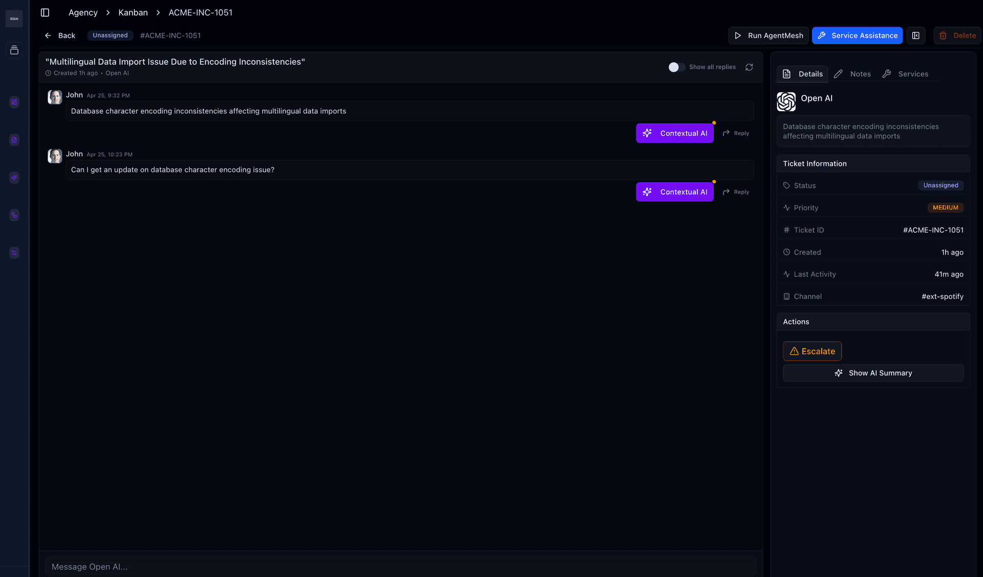 Ticket Classification feature demonstration